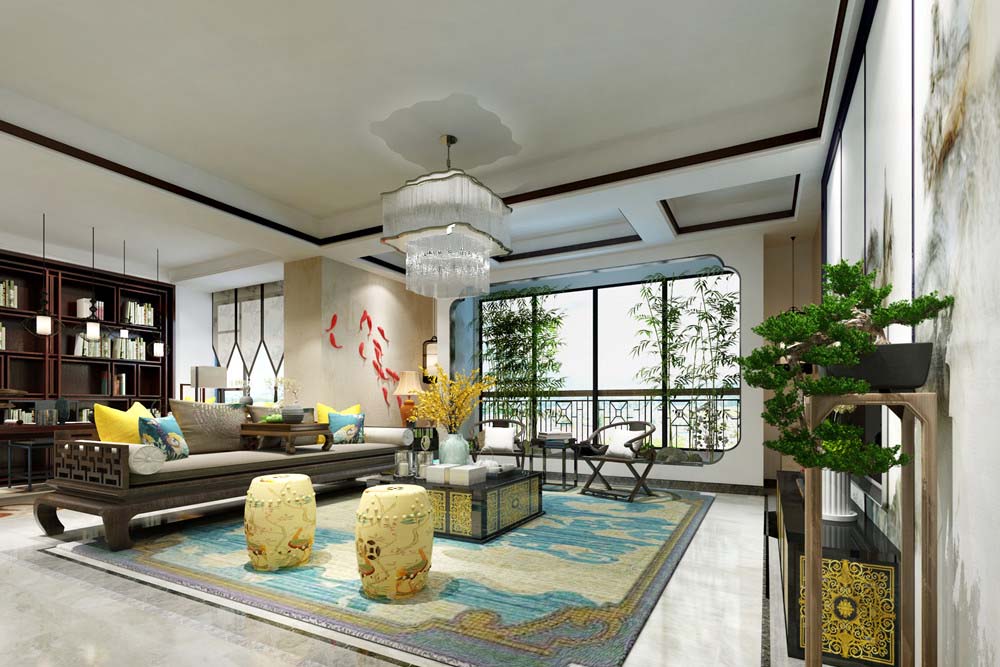 惠州201-300平米新中式風格景安花園室內裝修設計案例