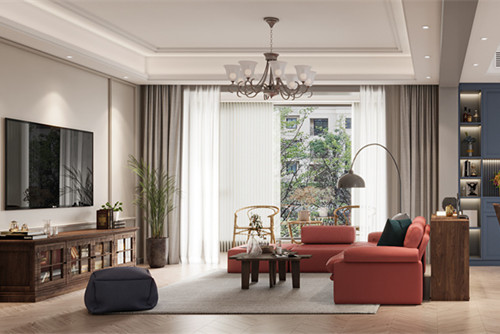 寧波市得力豐澤園美式風格三居室裝修案例